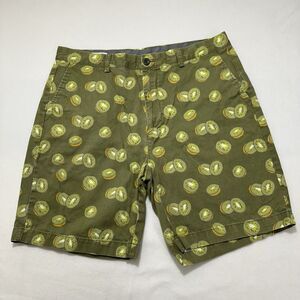 Amazon Essentials Men's 36 Kiwi Chino Shorts 8" Inseam Flat Front Fruit Pattern